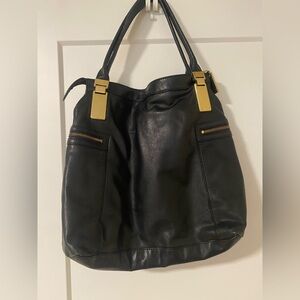Banana Republic Black Leather Tote Purse